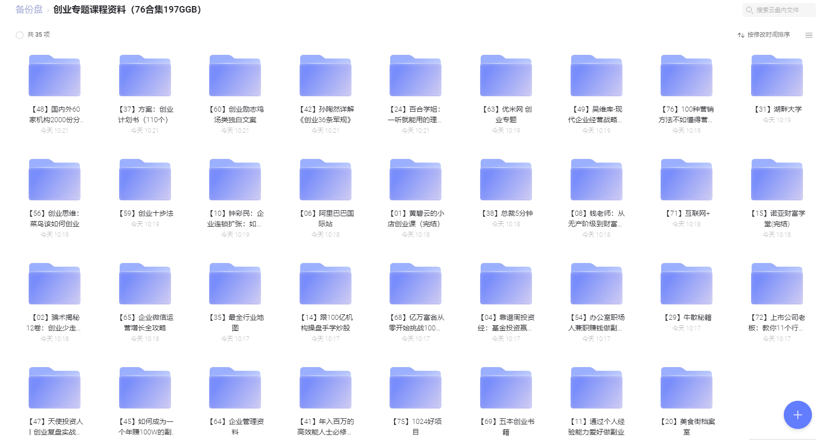 76门高质量创业专题课程资料大合集共197GB