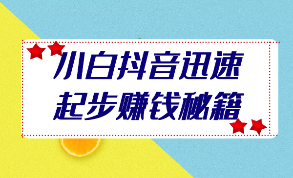 小白抖音迅速起步赚钱秘籍，独家涨粉变现技巧月入3万起