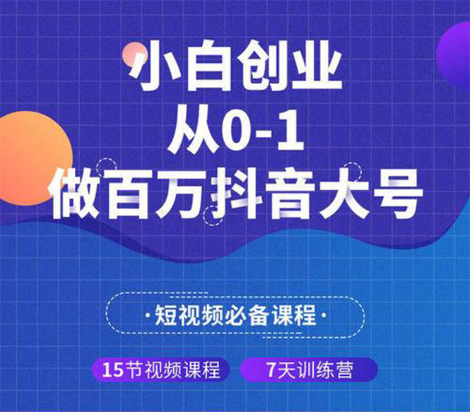 小白创业从0-1做百万抖音大号全套实战视频课